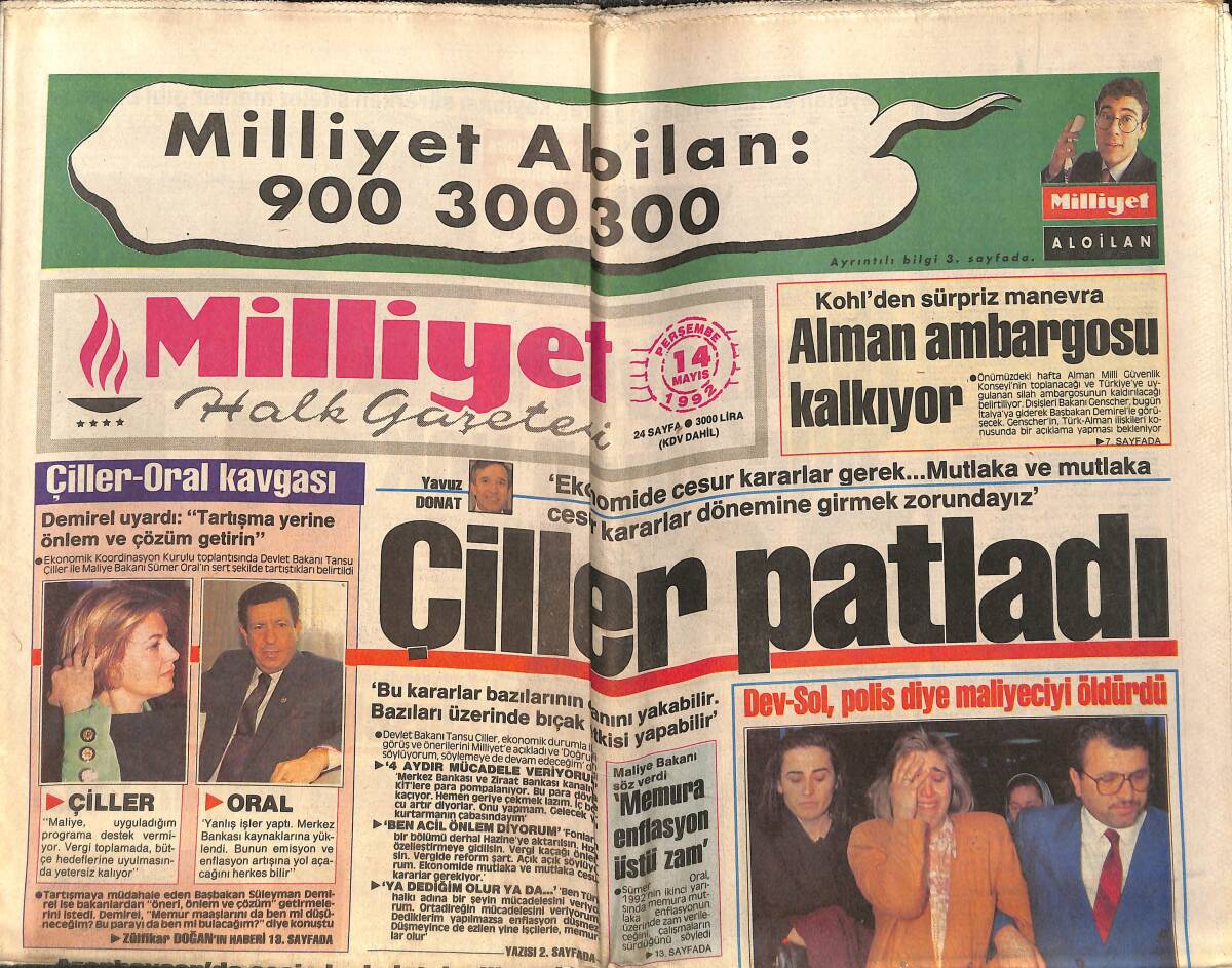 Milliyet Halk Gazetesi 14 Mayıs 1992 - PKK , Kuzey Irak'a Taşındı - Mandela'ya Hep'ten Teşekkür GZ157862 - 1