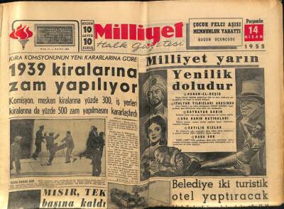 Milliyet Halk Gazetesi 14 Nisan 1955 - 1939 - Kiralarına Zam Yapılıyor GZ74573 - 1