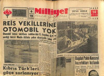 Milliyet Halk Gazetesi 14 Ocak 1958 - Reis Vekillerine Otomobil Yok GZ74468 - 1
