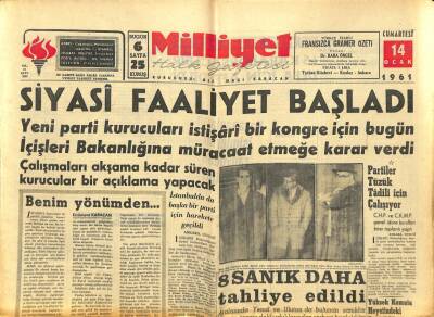 Milliyet Halk Gazetesi 14 Ocak 1961 - İstanbulda da Başka Bir Parti İçin Harekete Geçildi GZ92805 - 1