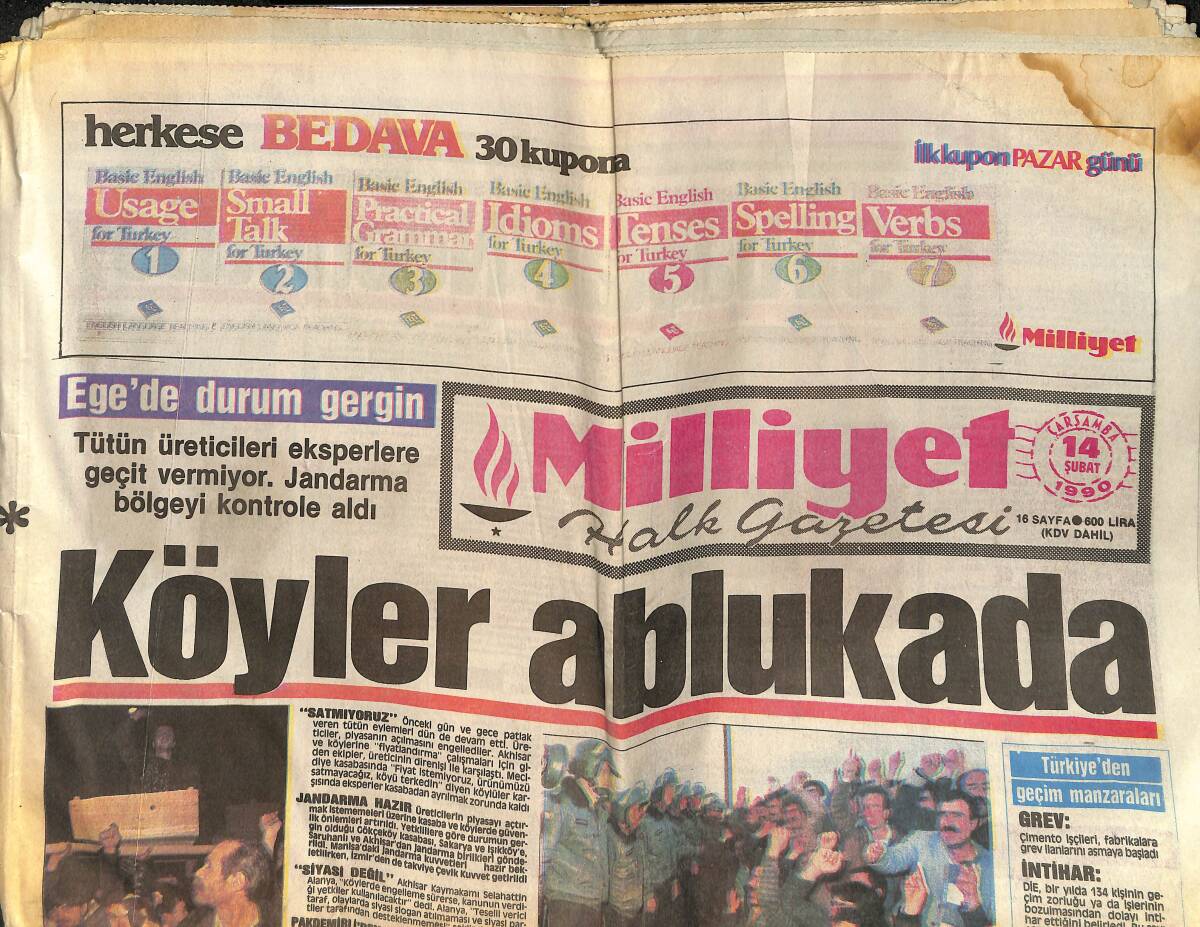 Milliyet Halk Gazetesi 14 Şubat 1990 - Erman Toroğlu Can Parası İstedi - Galatasaray'ın Derwall Faturası GZ152897 - 1