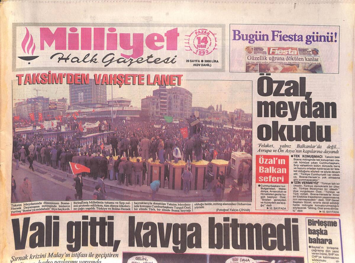 Milliyet Halk Gazetesi 14 Şubat 1993 - Mercedes'in Yeni Şefi Stratejisini Açıkladı - THY'de Grev Kördüğüm GZ132567 - 1