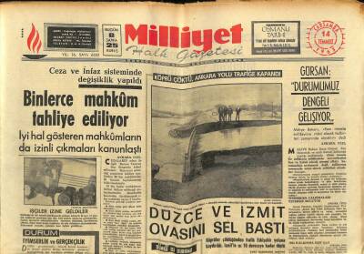 Milliyet Halk Gazetesi 14 Temmuz 1965 - Düzce Ve İzmit Ovasını Sel Bastı GZ79132 - 1