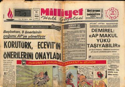 Milliyet Halk Gazetesi 15 Ekim 1974 - Başkan Ford Türkiyeye Askeri Yardımı Kesen Kanunu Dün Veto Etti GZ88919 - 1