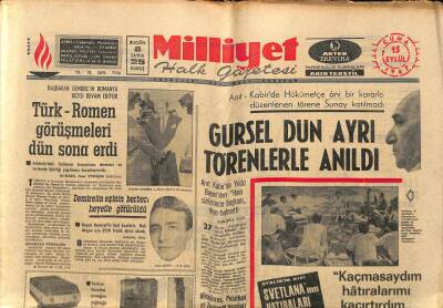 Milliyet Halk Gazetesi 15 Eylül 1967 - Kral Hüseyin Zalihaya 15 Bin Liralık Broş Verdi GZ88567 - 1