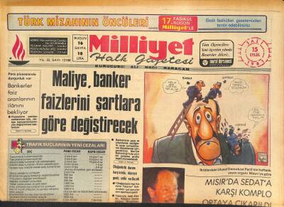 Milliyet Halk Gazetesi 15 Eylül 1981 - Mısırda Sedata Karşı Komplo Ortaya Çıkarıldı - Birch , Galatasarayı Beğenmedi GZ126962 - 1