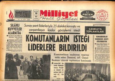 Milliyet Halk Gazetesi 15 Mart 1971 - Dünya Gazetesi , Amerikan Konsolosluğu Ve Bankasına Bomba Atıldı GZ85727 - 1