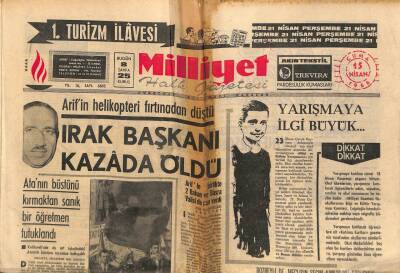Milliyet Halk Gazetesi 15 Nisan 1966 - Lefkoşada Türk Ve Rumlar Çarpıştı - Irak Başkanı Kazada Öldü GZ88855 - 1