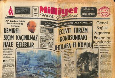 Milliyet Halk Gazetesi 15 Nisan 1974 - Ecevit Turizm Konusundaki İhtilafa El Koydu GZ92881 - 1