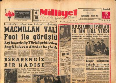 Milliyet Halk Gazetesi 15 Şubat 1958 - Macmillan Vali Foot İle Görüştü GZ88758 - 1