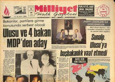 Milliyet Halk Gazetesi 16 Ağustos 1983 - İtalya Başkonsolosu Köpeklerini Satışa Çıkardı - Ulusu Ve 4 Bakan MDPden Aday GZ126593 - 1
