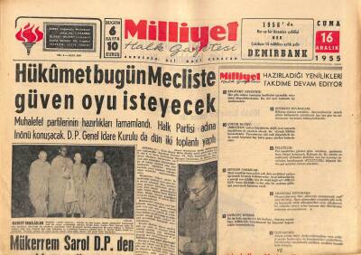 Milliyet Halk Gazetesi 16 Aralık 1955 - Burhaniye Cezaevinde İsyan Çıktı - Kasım Gülek Hükümetin Programını Tenkid Etti GZ93584 - 1