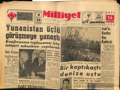 Milliyet Halk Gazetesi 16 Aralık 1958 - Irakta Kürtler Baş Kaldırdı GZ82888 - 1