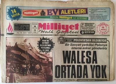 Milliyet Halk Gazetesi 16 Aralık 1981 - Irakın Beyrut Elçiliğinde Patlama 25 Ölü, Yunanistan Kıbrısa Birlik Ve Asker Gönderdi GZ16192 - 2