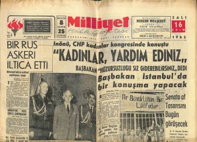 Milliyet Halk Gazetesi 16 Ekim 1962 - Aliki Vuyuklaki Dün Gece Uçakla Şehrimize Gelmiş - Bir Rus Askeri İltica Etti GZ121884 - 1