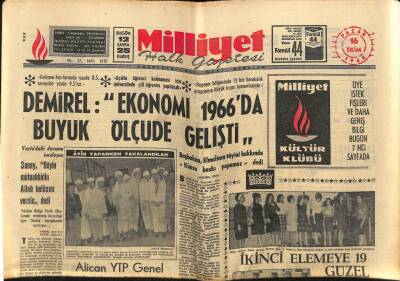 Milliyet Halk Gazetesi 16 Ekim 1966 - Demirel Ekonomi 1966da Büyük Ölçüde Gelişti GZ74413 - 1