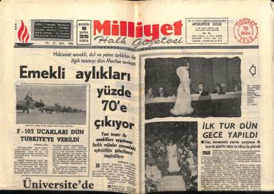 Milliyet Halk Gazetesi 16 Ekim 1968 - Emekli Aylıkları %70e Çıkıyor GZ67899 - 2