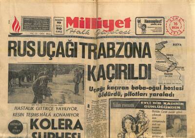 Milliyet Halk Gazetesi 16 Ekim 1970 - Rus Uçağı Trabzona Kaçırıldı - Kolera Şüphesi Belirdi GZ121337 - 1