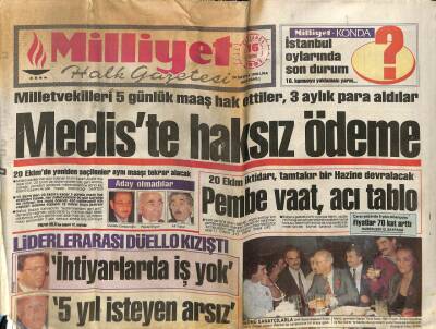 Milliyet Halk Gazetesi 16 Ekim 1991 - Mecliste Haksız Ödeme GZ76839 - 1