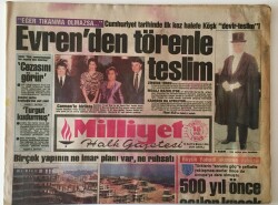 Milliyet Halk Gazetesi 16 Eylül 1989 - Evren Törenle Cumhurbaşkanlığını Özala Devretti GZ16179 - 1