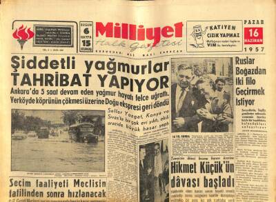 Milliyet Halk Gazetesi 16 Haziran 1957 - Ruslar Boğazdan İki Filo Geçirmek İstiyor GZ76185 - 1