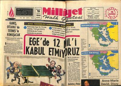 Milliyet Halk Gazetesi 16 Haziran 1974 - Egede 12 Mili Kabul Etmiyoruz GZ117747 - 1