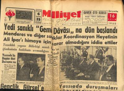 Milliyet Halk Gazetesi 16 Kasım 1960 - Yedi Sanıklı Gemi Davası na Dün Başlandı GZ121371 - 1