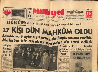 Milliyet Halk Gazetesi 16 Mart 1961 - Menderes , Basın Hürriyeti Tahdit Edilmemişti , dedi GZ76227 - 1