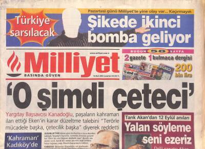 Milliyet Halk Gazetesi 16 Mart 2002 - Tarık Akandan 12 Eylül Anıları - Tuğba Özay Bu Defa Transparan Takıldı GZ119443 - 1