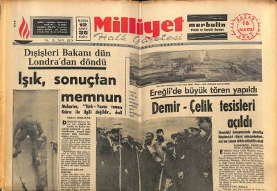 Milliyet Halk Gazetesi 16 Mayıs 1965 - Ereğlide Büyük Tören Yapıldı , Demir-Çelik Tesisleri Açıldı GZ81143 - 1