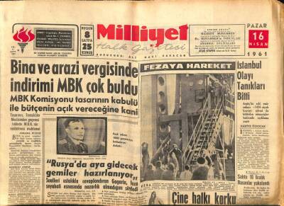 Milliyet Halk Gazetesi 16 Nisan 1961 - Bina Ve Arazi Vergisinde İndirimi MBK Çok Buldu GZ92724 - 1