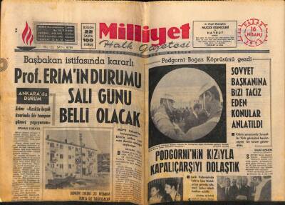 Milliyet Halk Gazetesi 16 Nisan 1972 - Sovyet Başkanına Bizi Taciz Eden Konular Anlatıldı GZ79193 - 1