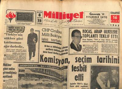 Milliyet Halk Gazetesi 16 Ocak 1965 - Churchille İnme İndi , Durumu Ağır - Nükleer Güce Neden Girmediğimiz Açıklandı GZ121404 - 1