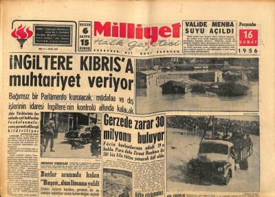 Milliyet Halk Gazetesi 16 Şubat 1956 - İngiltere Kıbrısa Muhtariyet Veriyor GZ88664 - 1
