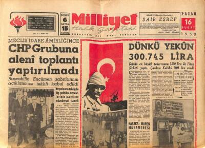 Milliyet Halk Gazetesi 16 Şubat 1958 - CHP Grubuna Aleni Toplantı Yaptırılmadı GZ88759 - 1