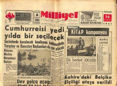 Milliyet Halk Gazetesi 16 Şubat 1961 - Cumhurreisi Yedi Yılda Bir Seçilecek GZ76153 - 1