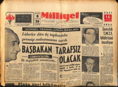 Milliyet Halk Gazetesi 16 Şubat 1965 - Caz Şarkıcısı Nat King Cole Öldü - Gürsel Temaslarına Başladı GZ121433 - 1
