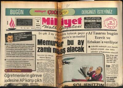 Milliyet Halk Gazetesi 16 Şubat 1974 -Targanın Udları,Tabloları,Kitapları Müzeye Verildi-Tüccarla Anlaşmasını Bozan Üreticinin Tütününü Tekel Alacak GZ118201 - 1