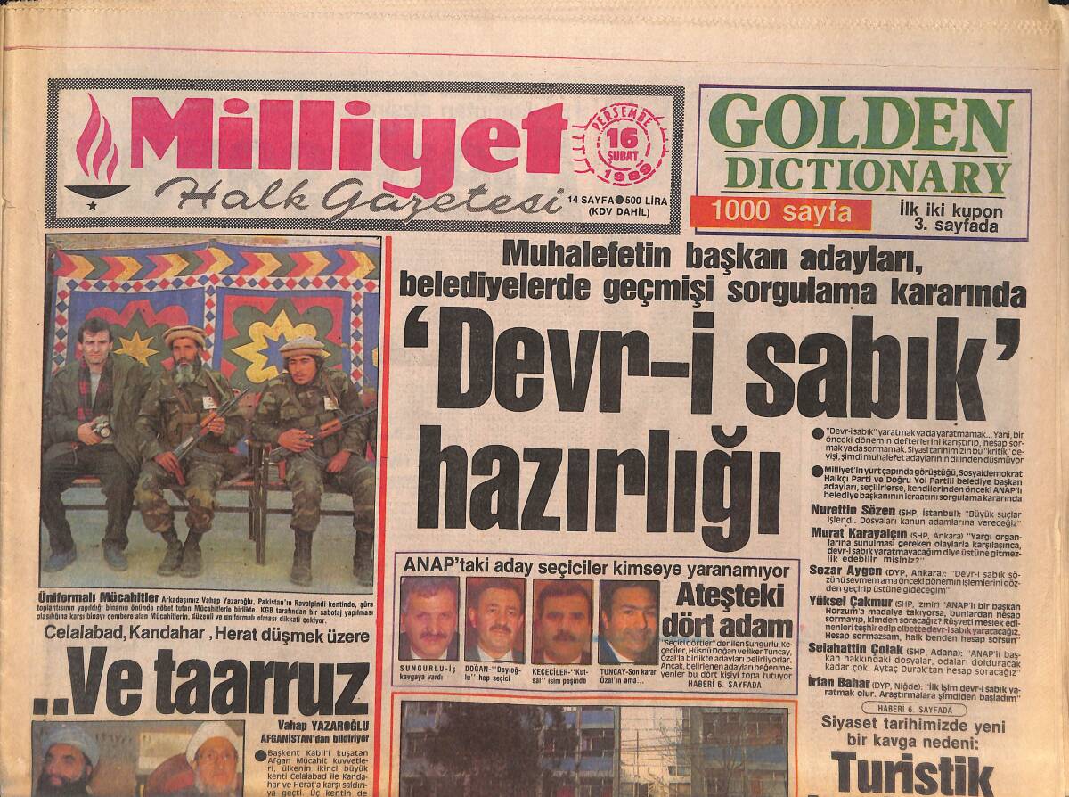 Milliyet Halk Gazetesi 16 Şubat 1989 - Ağca İçin Yeni Karar - Beton Antalya'ya Büyük Tepki - Galatasaray Tur İçin Zorlanmadı GZ133079 - 1