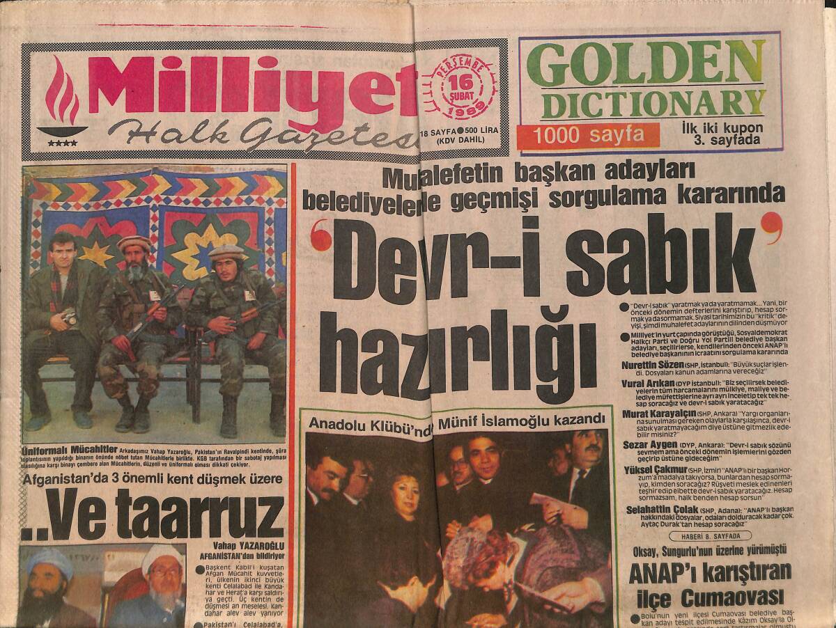 Milliyet Halk Gazetesi 16 Şubat 1989 - Fenerbahçe Direkten Döndü - Sema Yunak Sınavda GZ157858 - 1