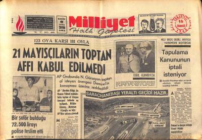 Milliyet Halk Gazetesi 16 Temmuz 1966 - Frank Sinatra Kendisinden 29 Yaş Genç Yıldız İle Nişanlandı - Saraçhanebaşı Yeraltı Geçidi Hazır GZ118405 - 1