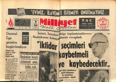 Milliyet Halk Gazetesi 17 Ağustos 1967 - Demirel Ege Gezisine Bugün Başlıyor GZ88580 - 1