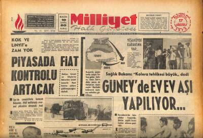 Milliyet Halk Gazetesi 17 Ağustos 1970 - Sağlık Bakanı Kolera Tehlikesi Büyük dedi GZ87058 - 1