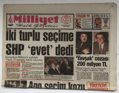 Milliyet Halk Gazetesi 17 Aralık 1993 - Lira Yerine Dinar GZ5570 - 1