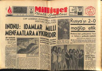Milliyet Halk Gazetesi 17 Ekim 1966 - İnönü İdamlar Milli Menfaatlara Aykırıdır GZ74414 - 1