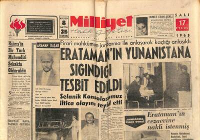 Milliyet Halk Gazetesi 17 Eylül 1963 - Kraliçe Elizabeth Bir Çocuk Bekliyor - Eratamanın Yunanistana Sığındığı Tesbit Edildi GZ92848 - 1