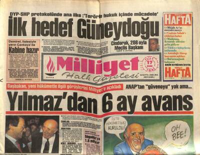 Milliyet Halk Gazetesi 17 Kasım 1991 - Cindoruk , 286 Oyla Meclis Başkanı GZ76867 - 1