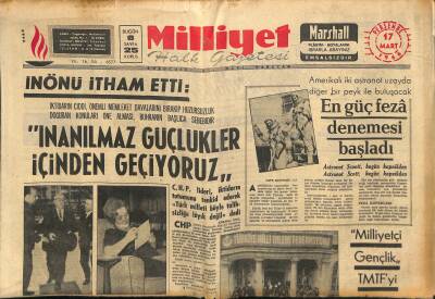 Milliyet Halk Gazetesi 17 Mart 1966 - Cevdet Sunay Bugün Senatör Olarak And İçiyor - Fenerbahçede İktidar Grubu Parçalanıyor GZ117651 - 1