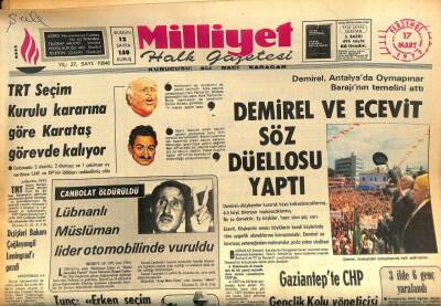 Milliyet Halk Gazetesi 17 Mart 1977 - Demirel İçin Alanyaya Gönderilen Araç Devrildi , 8 Jandarma Yaralandı GZ87040 - 1