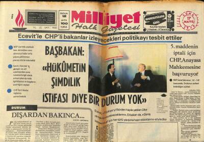 Milliyet Halk Gazetesi 17 Mayıs 1974 - Ecevitle CHPli Bakanlar İzleyecekleri Politikayı Tesbit Ettiler GZ118626 - 1